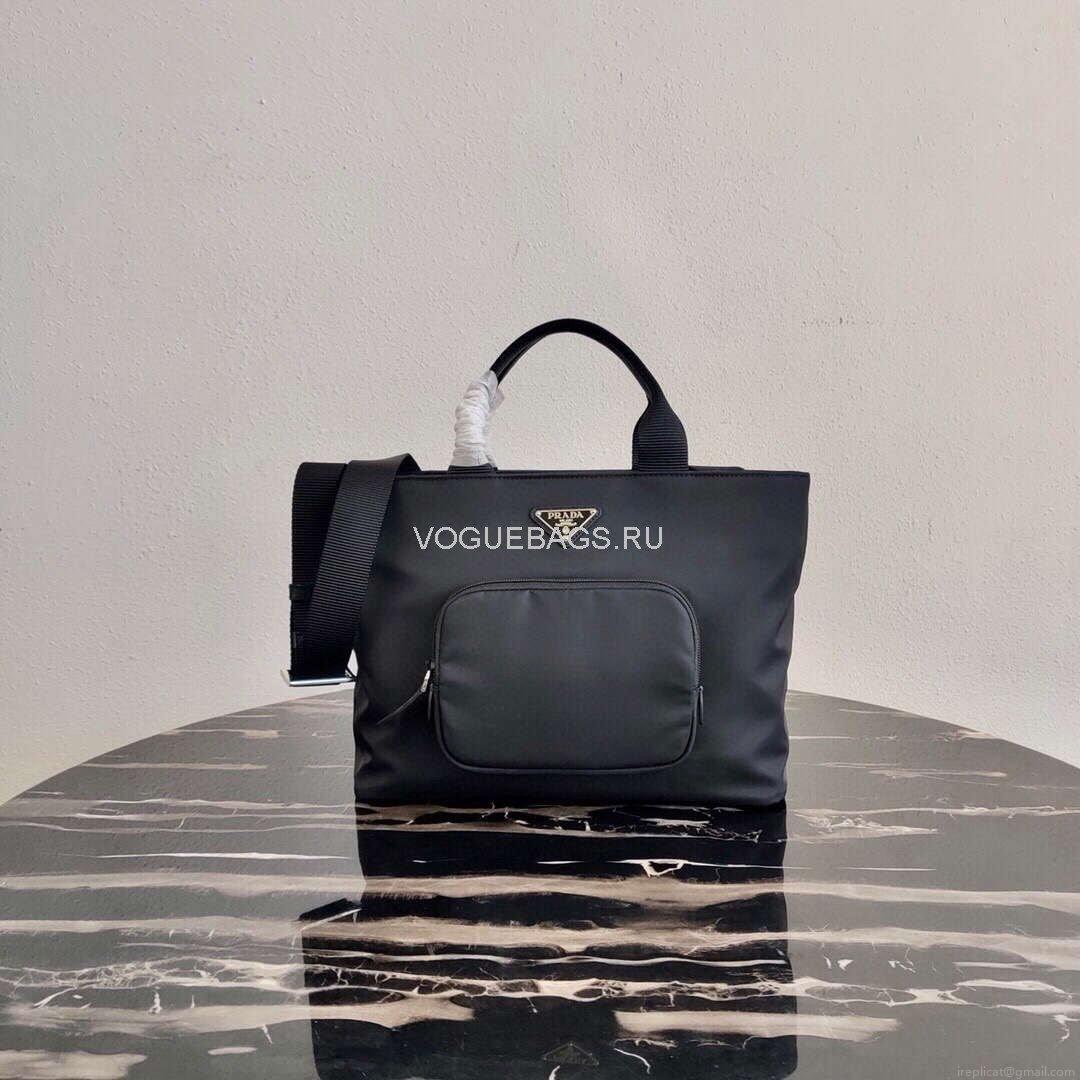 Prada 1BG354 tote shoulder hanbag Nylon calfskin leather Black