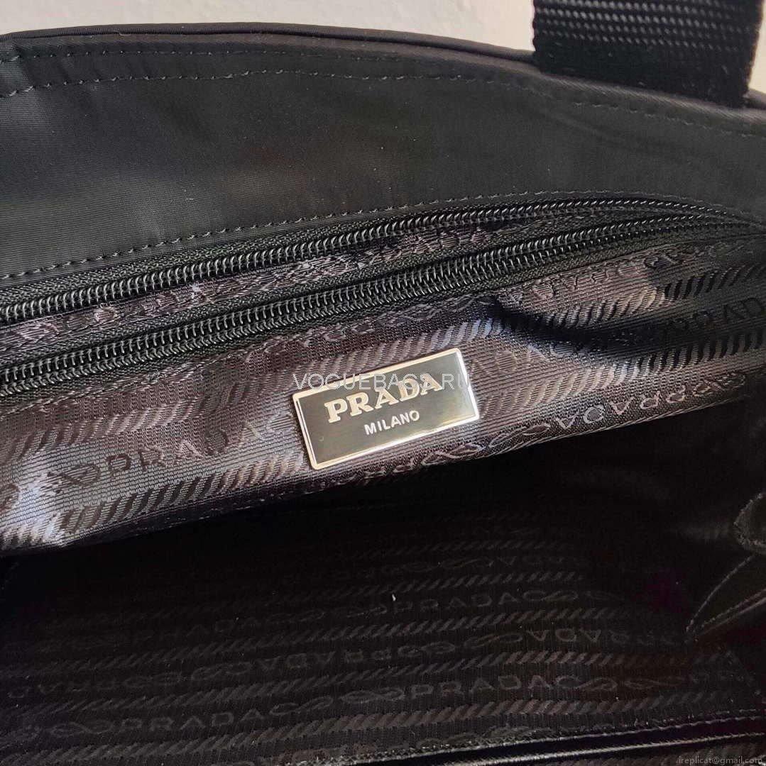 Prada 1BG354 tote shoulder hanbag Nylon calfskin leather Black
