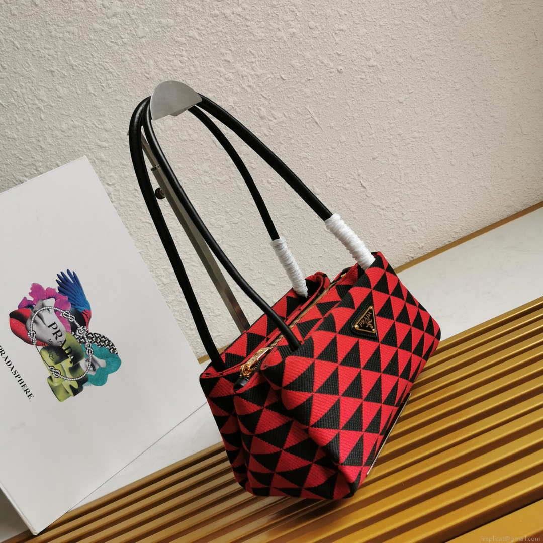Prada 1BA368 From The Runway Small embroidered fabric Prada Symbole bag Red