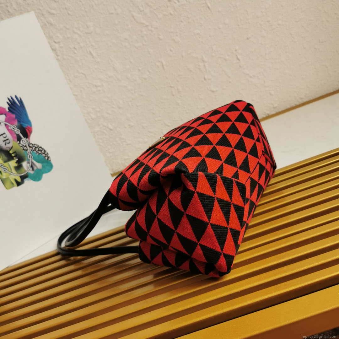 Prada 1BA368 From The Runway Small embroidered fabric Prada Symbole bag Red