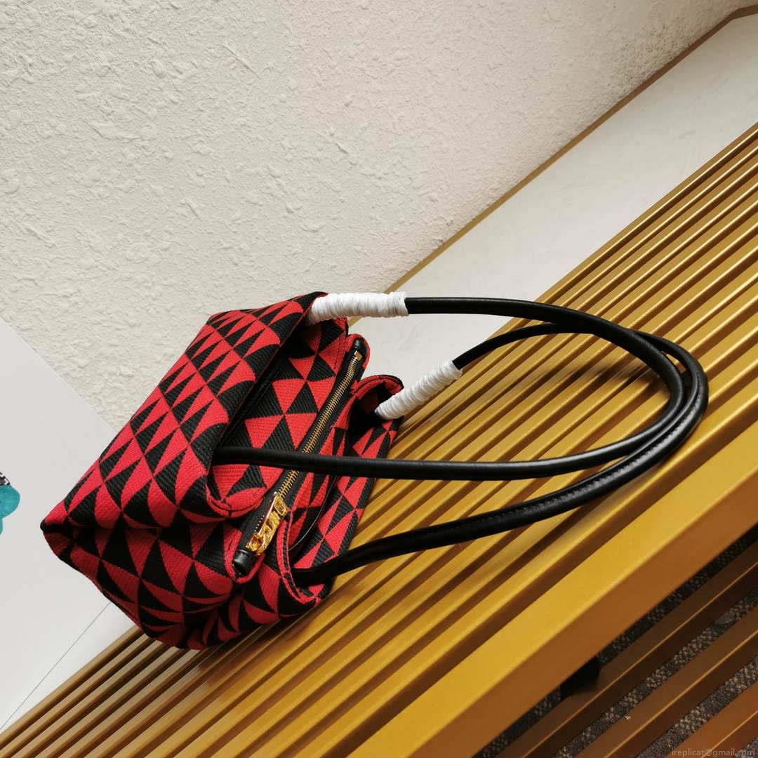 Prada 1BA368 From The Runway Small embroidered fabric Prada Symbole bag Red