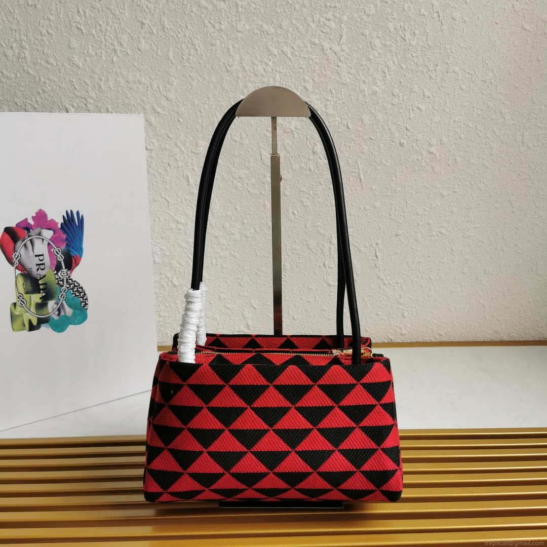 Prada 1BA368 From The Runway Small embroidered fabric Prada Symbole bag Red