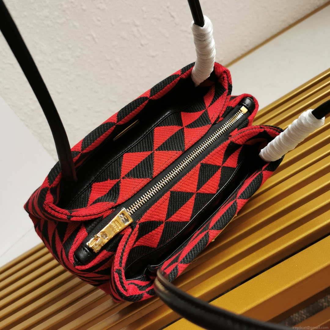 Prada 1BA368 From The Runway Small embroidered fabric Prada Symbole bag Red