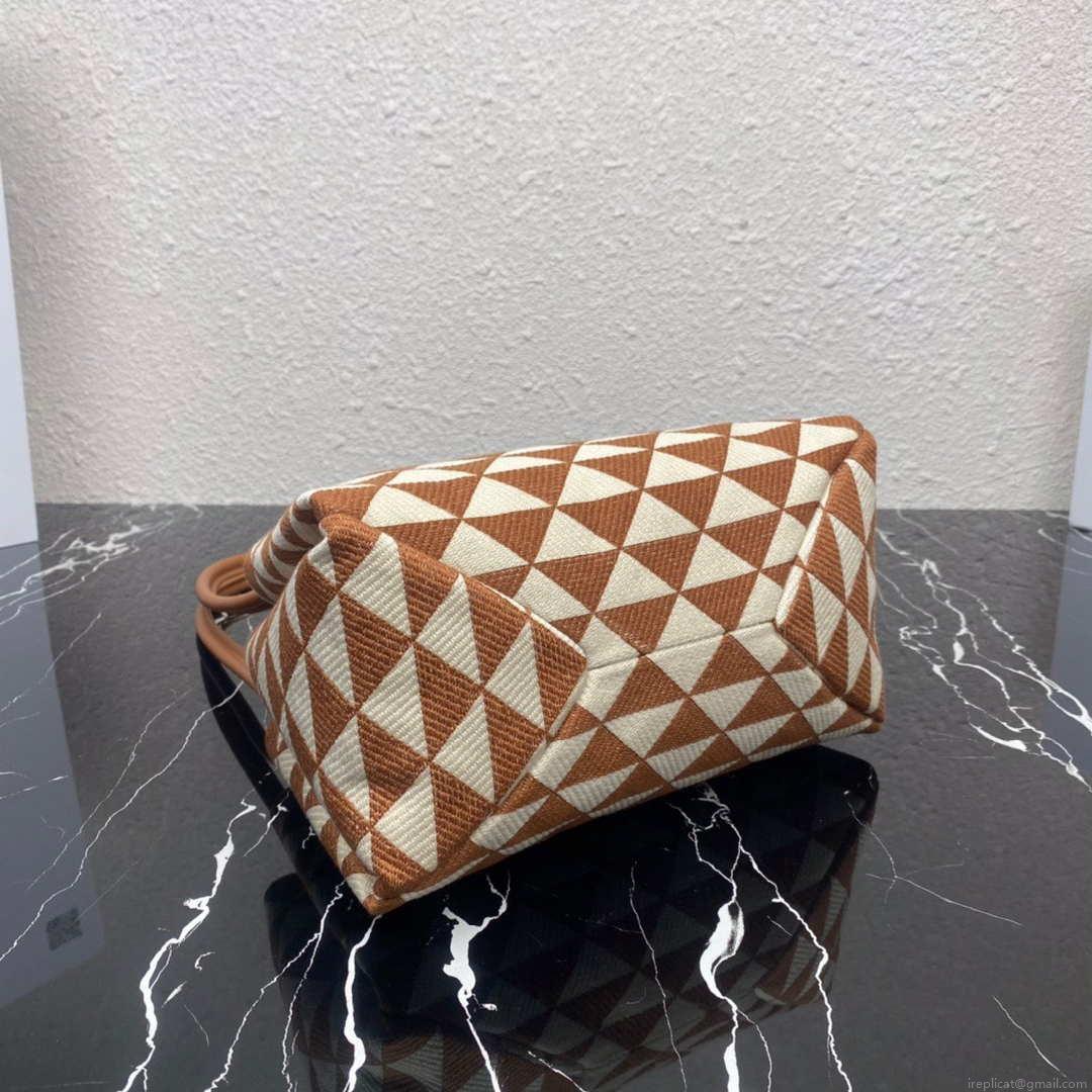 Prada 1BA368 From The Runway Small embroidered fabric Prada Symbole bag Beige and Orange