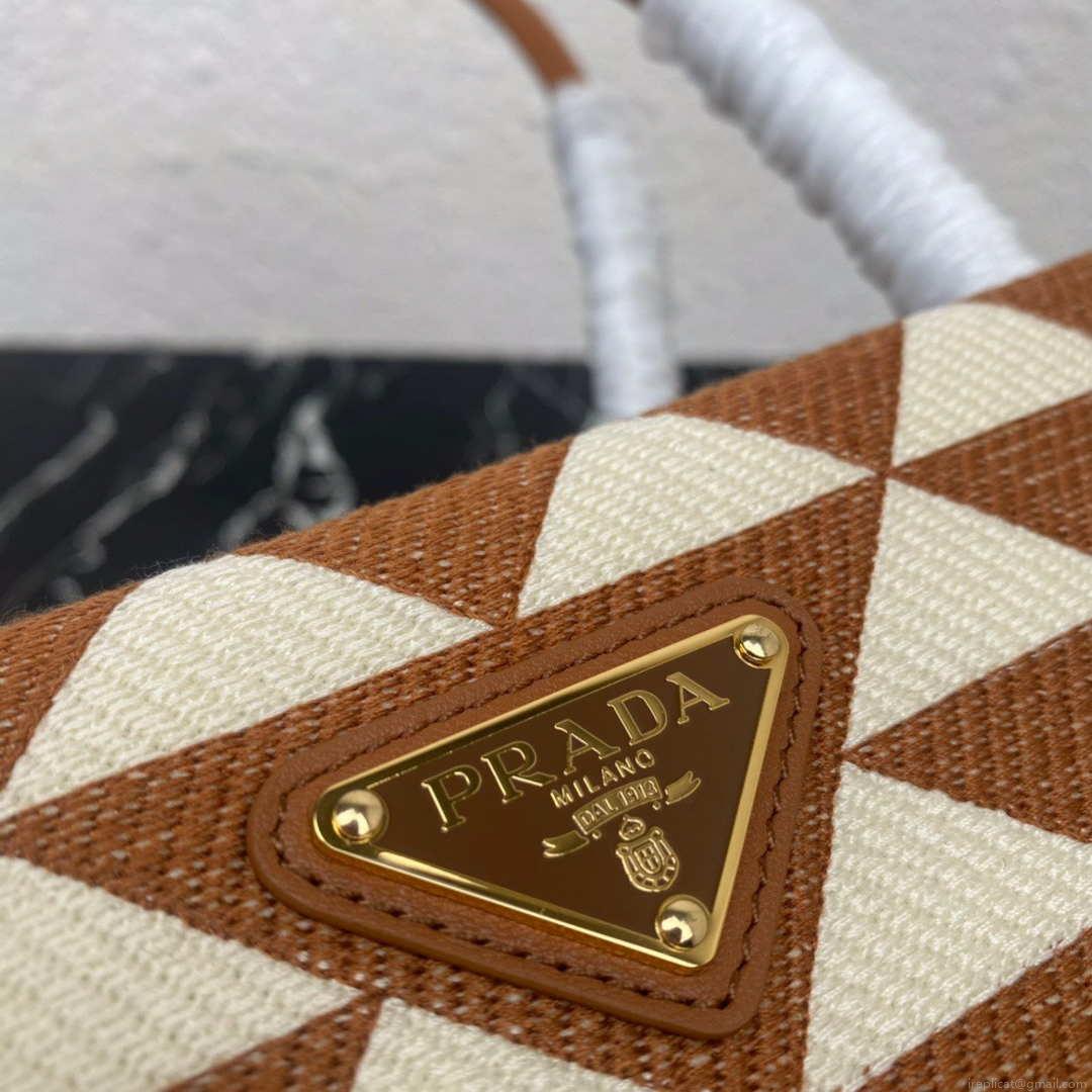 Prada 1BA368 From The Runway Small embroidered fabric Prada Symbole bag Beige and Orange