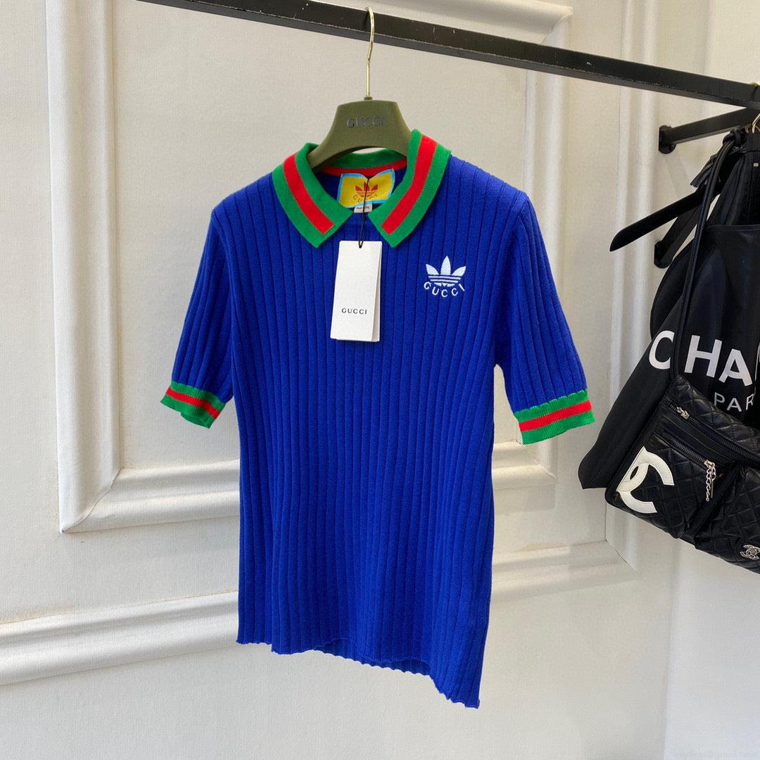 Gucci 693639 adidas x Gucci cropped T-shirt for women Blue