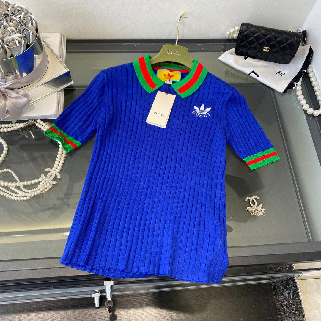 Gucci 693639 adidas x Gucci cropped T-shirt for women Blue