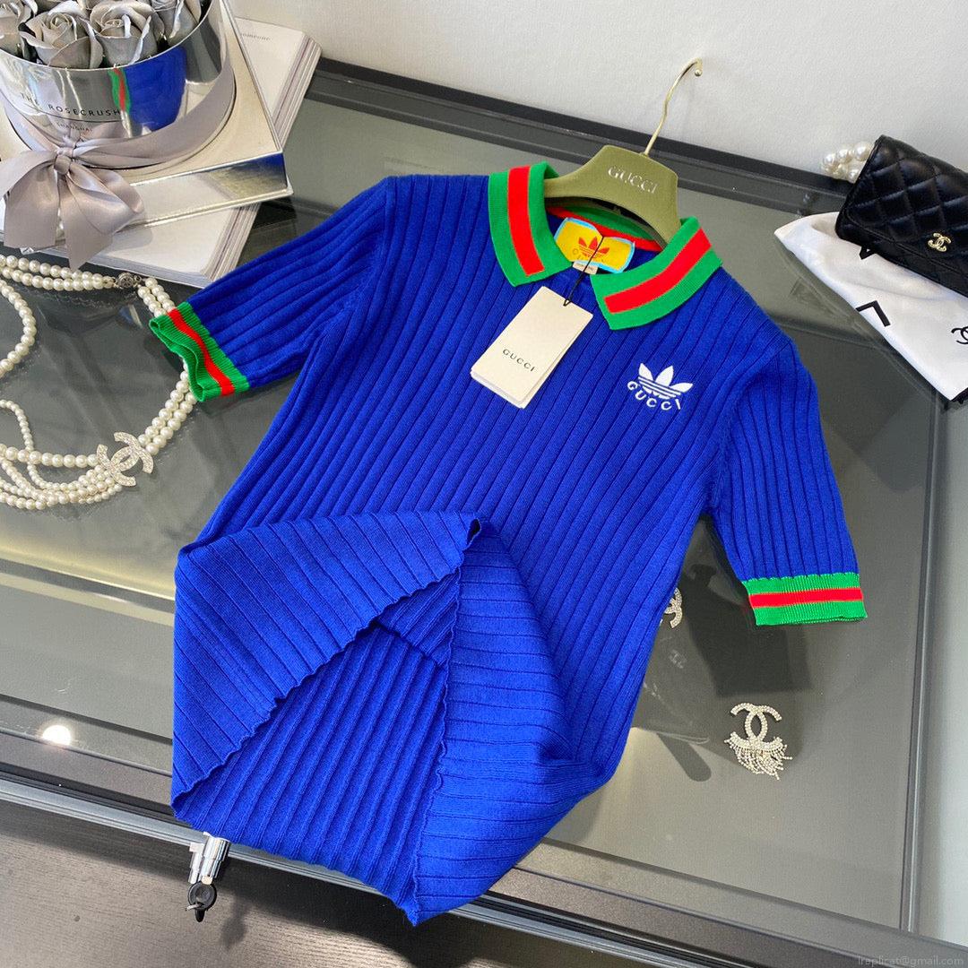 Gucci 693639 adidas x Gucci cropped T-shirt for women Blue