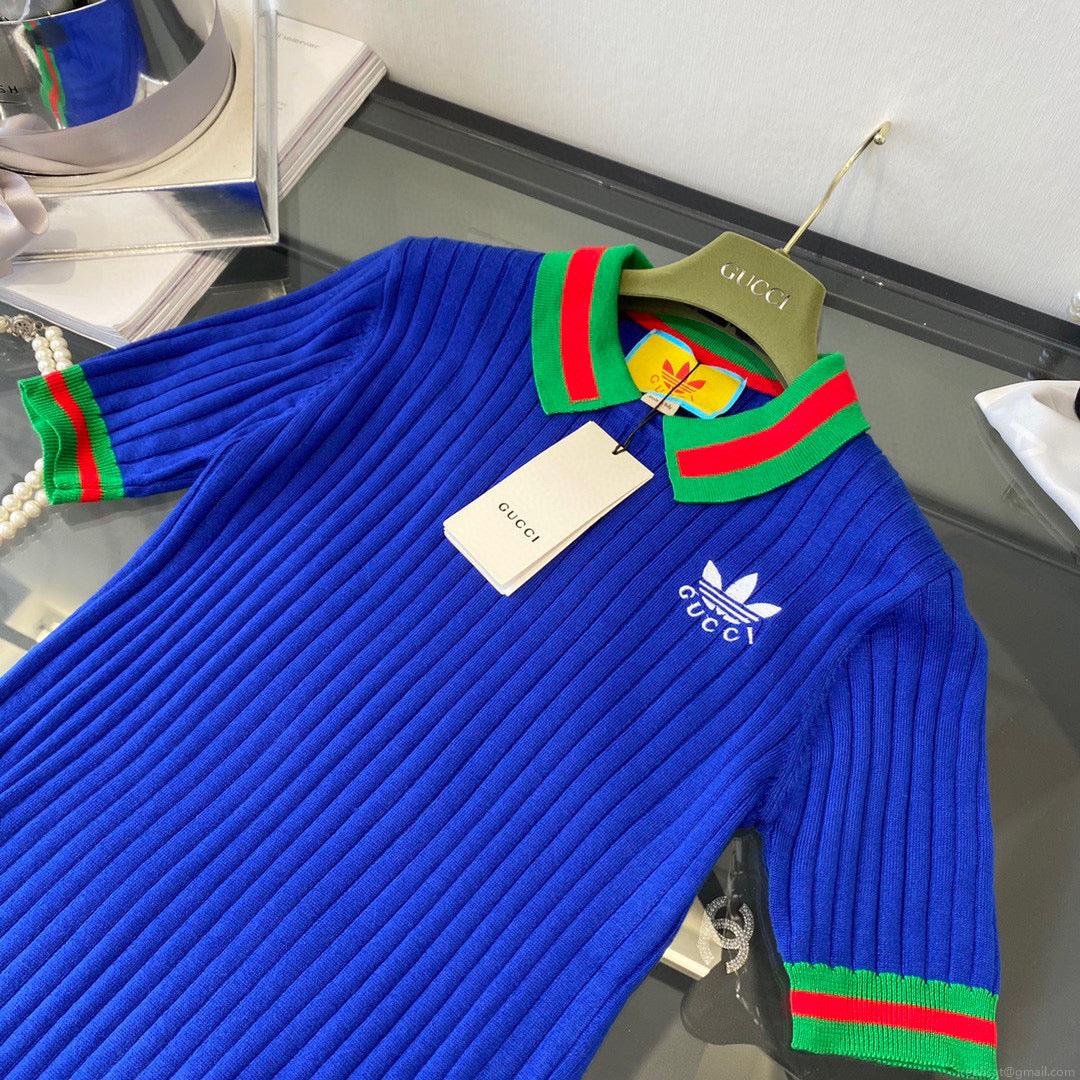 Gucci 693639 adidas x Gucci cropped T-shirt for women Blue