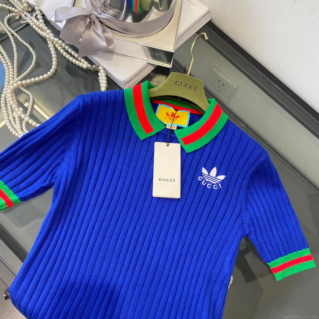 Gucci 693639 adidas x Gucci cropped T-shirt for women Blue