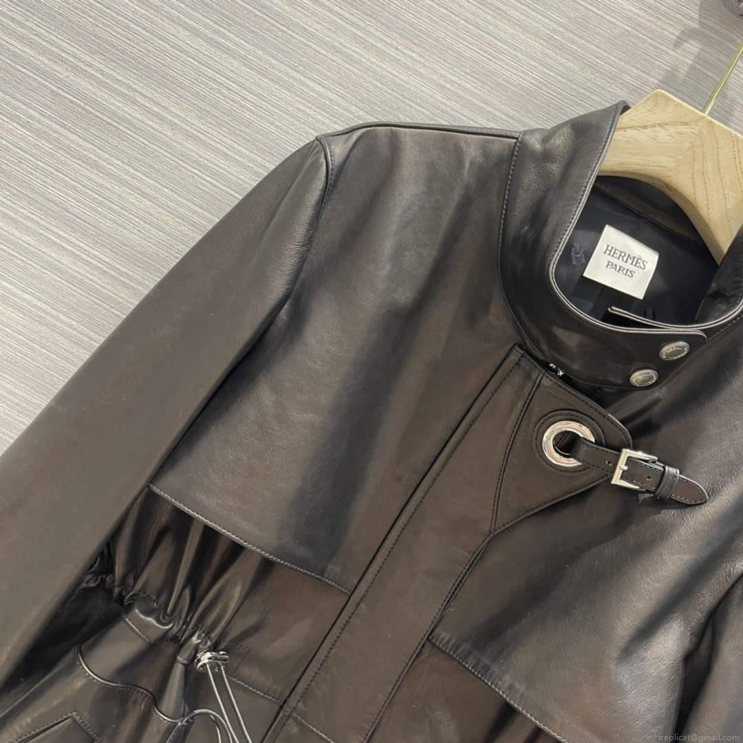 Hermes Women’s Fashion Clothing Sheepskin Long Trench Coat H33258