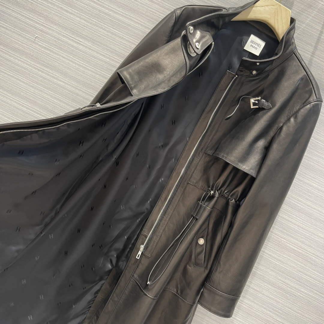 Hermes Women’s Fashion Clothing Sheepskin Long Trench Coat H33258