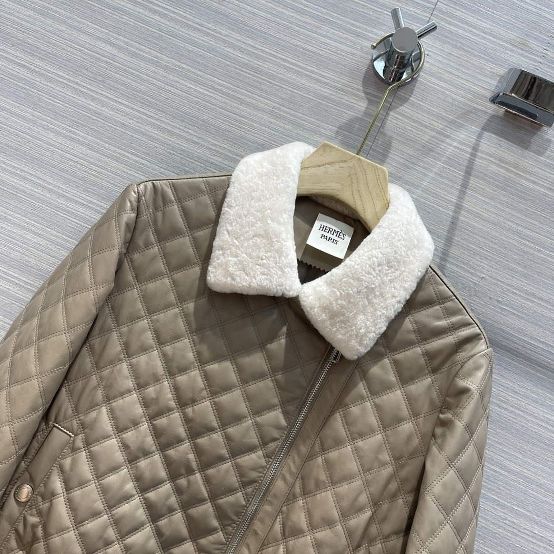 Hermes Women’s Fashion Clothing Embossed Leather Jacket H33259