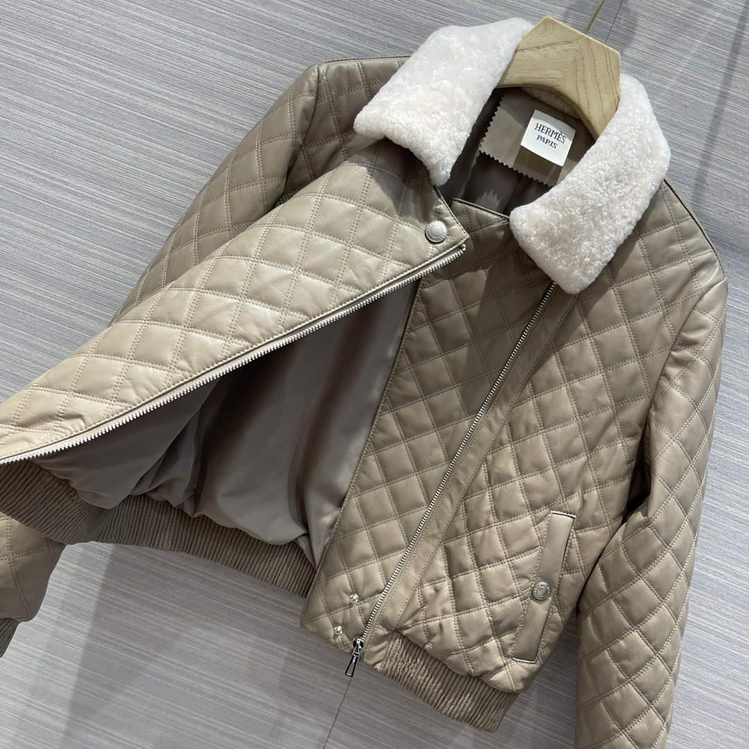 Hermes Women’s Fashion Clothing Embossed Leather Jacket H33259