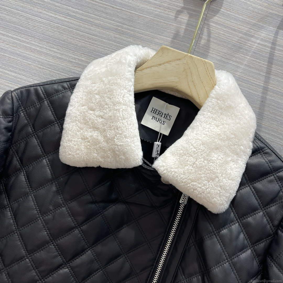Hermes Women’s Fashion Clothing Embossed Leather Jacket H33261