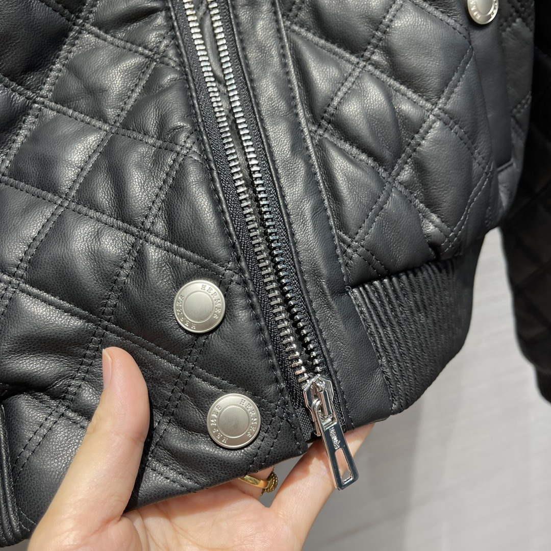 Hermes Women’s Fashion Clothing Embossed Leather Jacket H33261