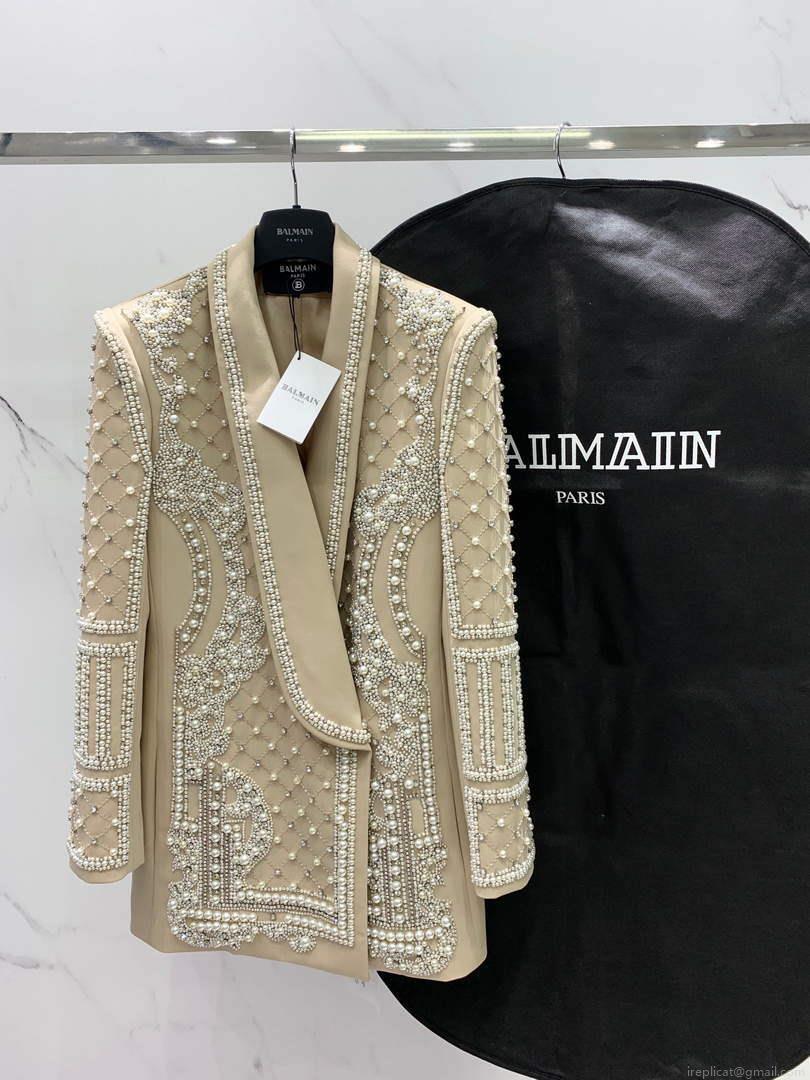 Balmain YH0UB071WB54 Women’s Fashion Clothing Pearl Blazer B73541