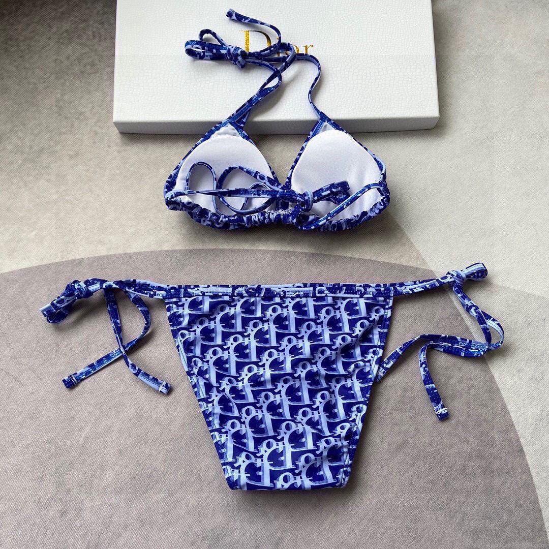 Dior Women’s BIKINI TOP Blue Dior Oblique Technical Fabric 11BB01