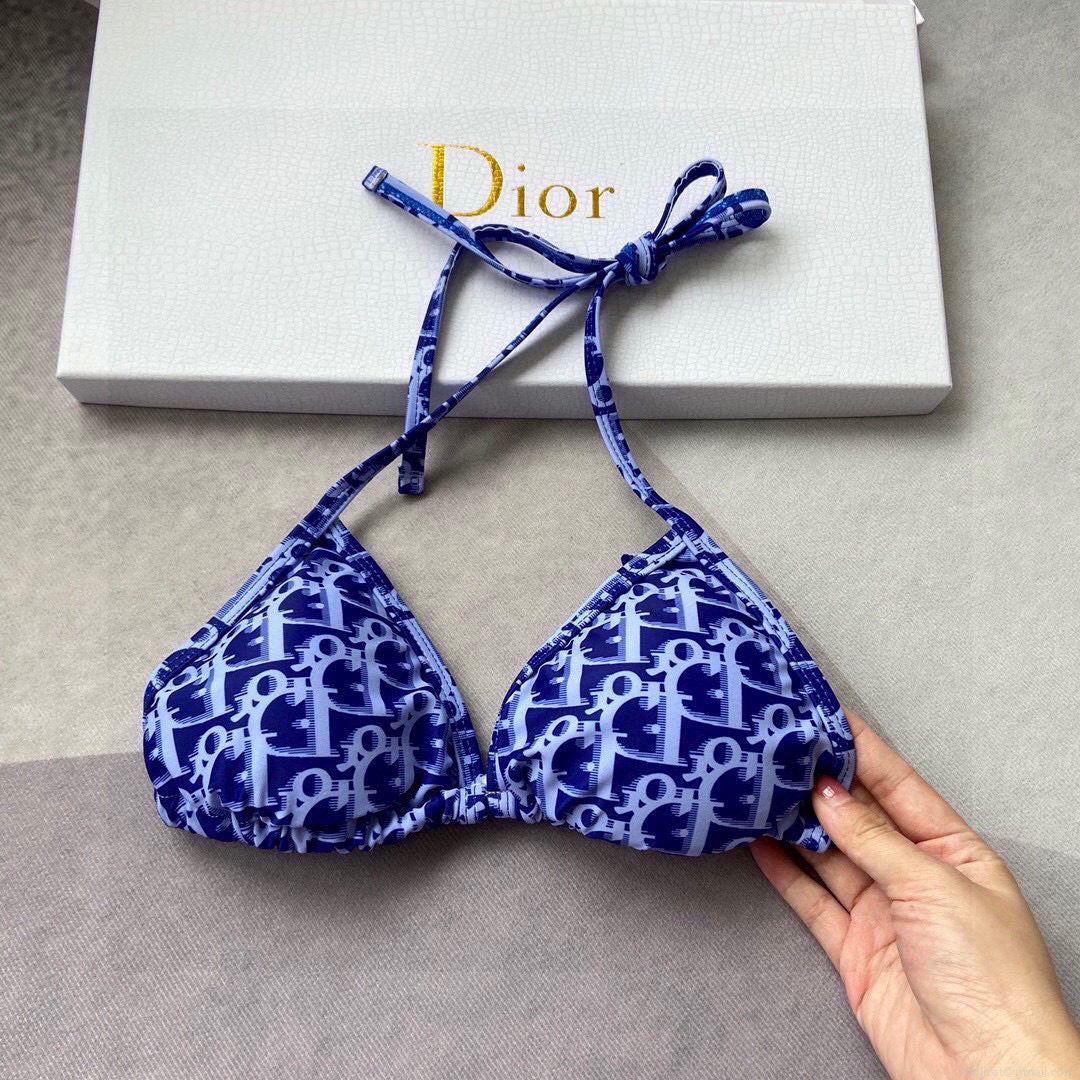 Dior Women’s BIKINI TOP Blue Dior Oblique Technical Fabric 11BB01