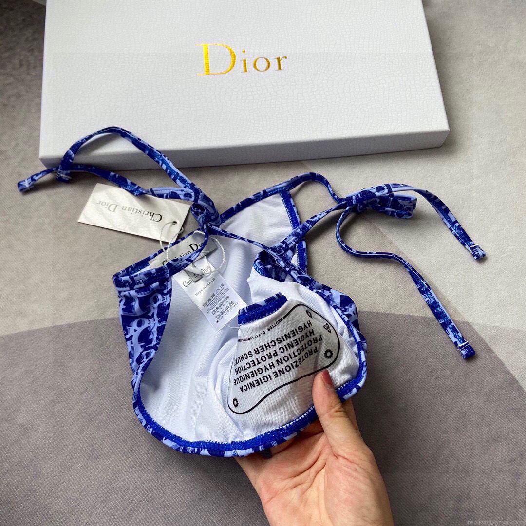 Dior Women’s BIKINI TOP Blue Dior Oblique Technical Fabric 11BB01