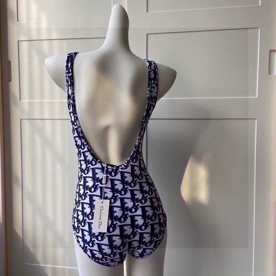 Dior Women’s Blue Dior Oblique Technical Fabric swimsuit swimming suit 38101