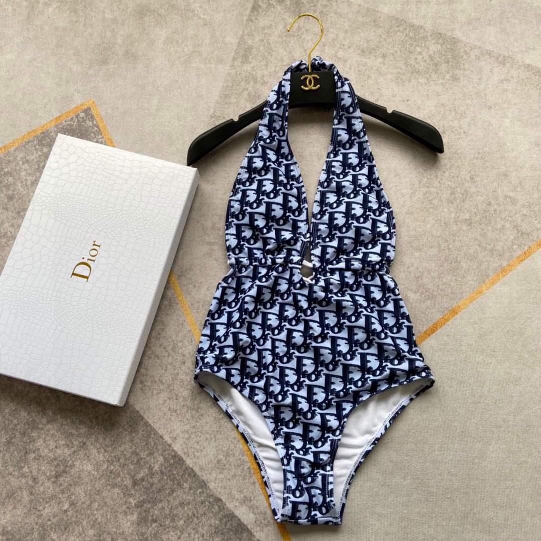 Dior Women’s Blue Dior Oblique Technical Fabric swimsuit swimming suit 38102