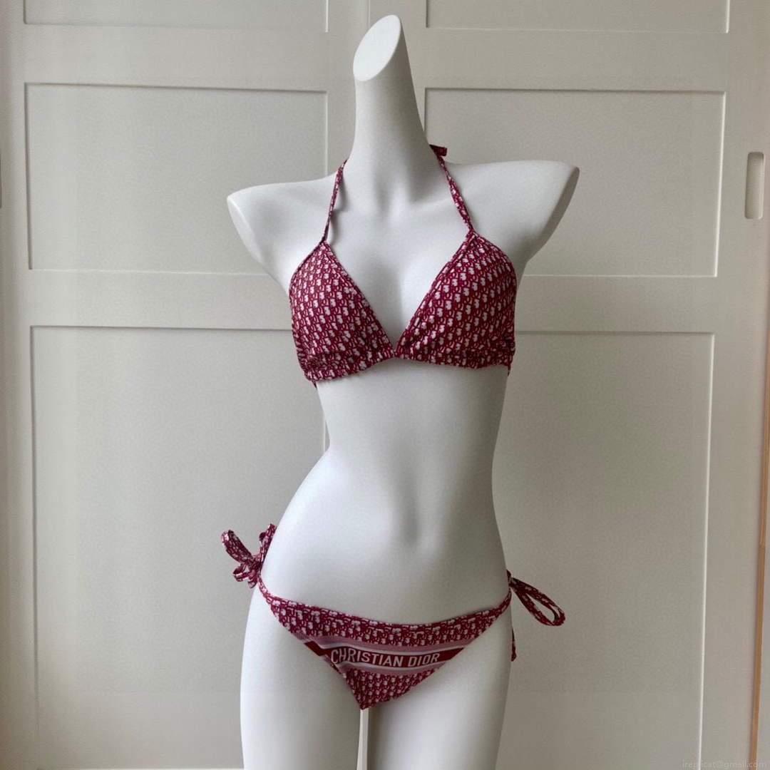 Dior Women’s Designer inspired monogram pink trotter Wine red swimsuit swimming suit 38097