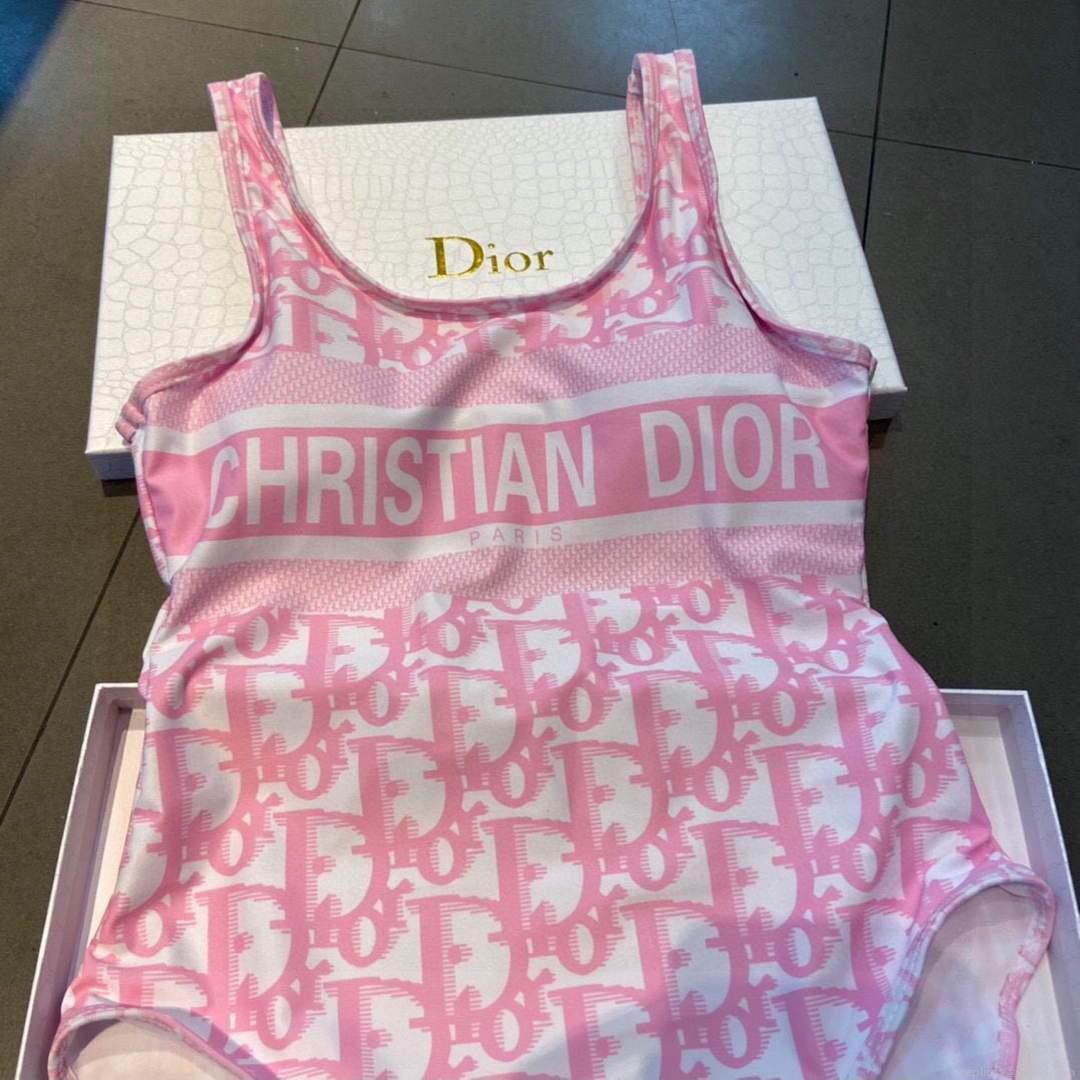 Dior Women’s Pink Dior Oblique Technical Fabric swimsuit swimming suit 38103