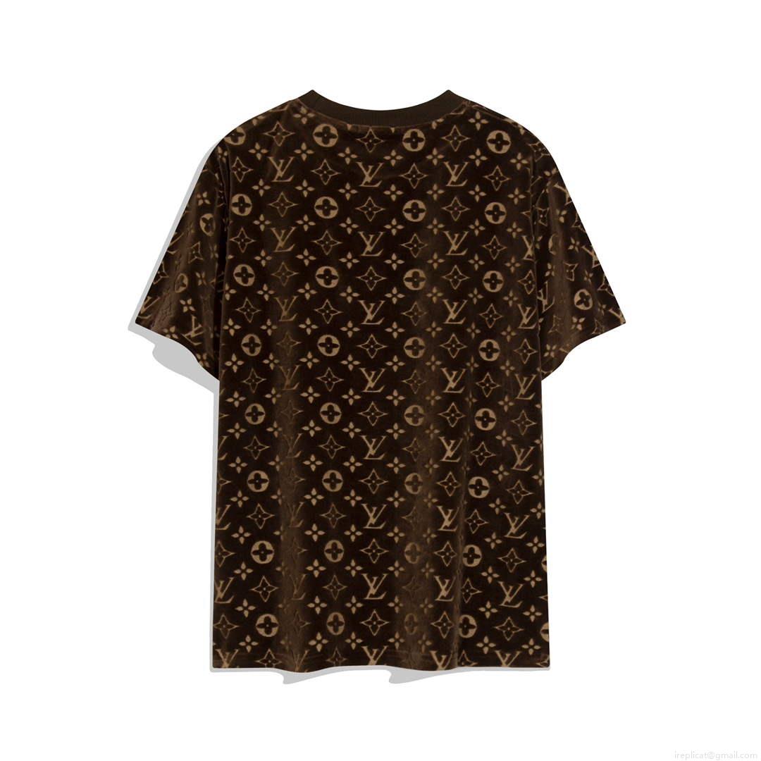 LV 1AAU5B Louis Vuitton Explosive style velvet Men Women’s T-shirt L56224