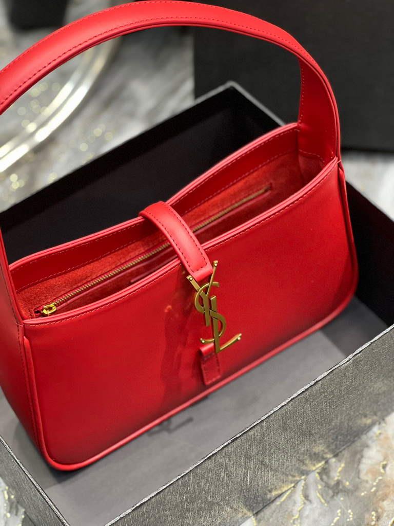 YSL LE5À7 657228 Hobo Bag In Smooth Leather Red