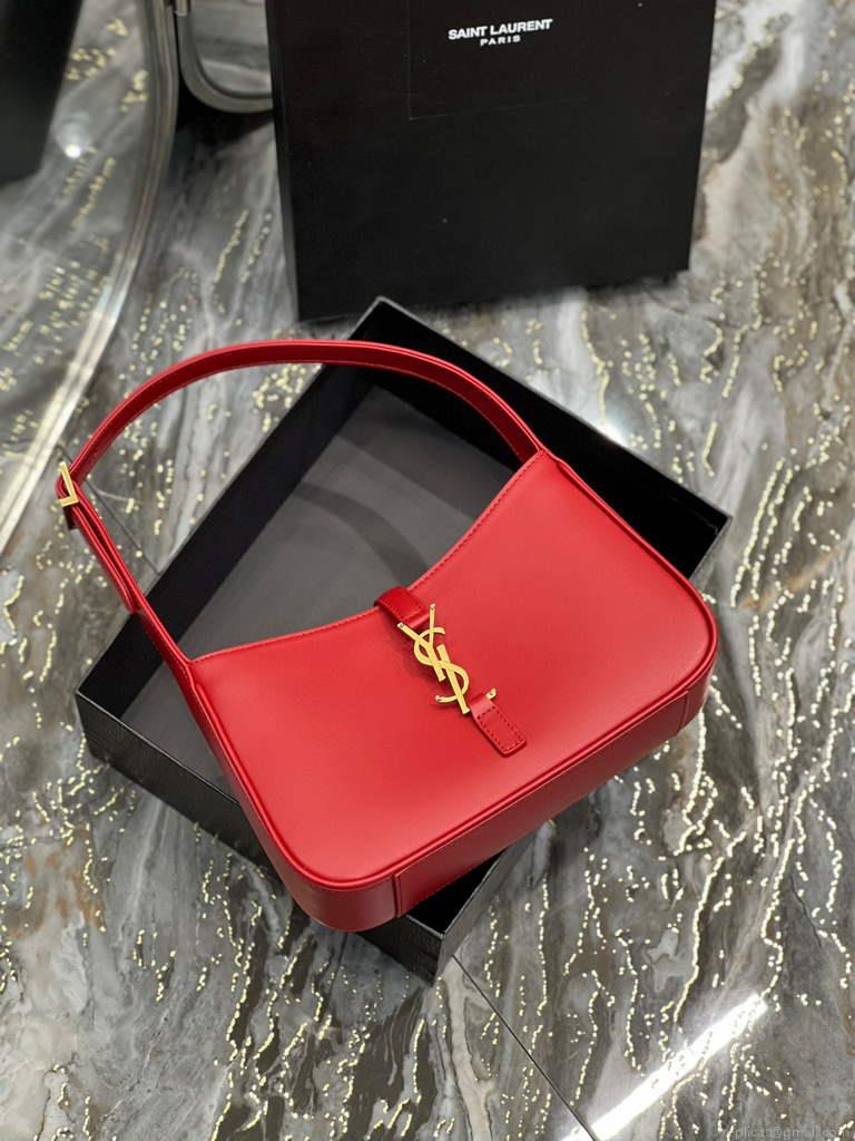 YSL LE5À7 657228 Hobo Bag In Smooth Leather Red