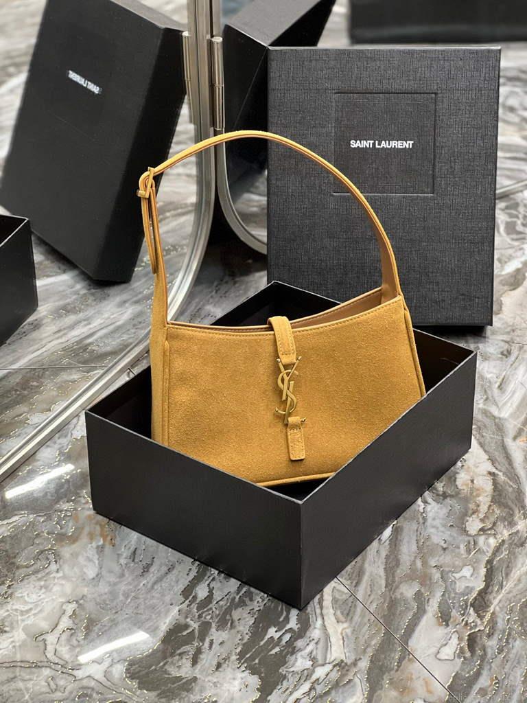 YSL LE5À7 657228 Hobo Bag In Sable Suede calfskin Apricot