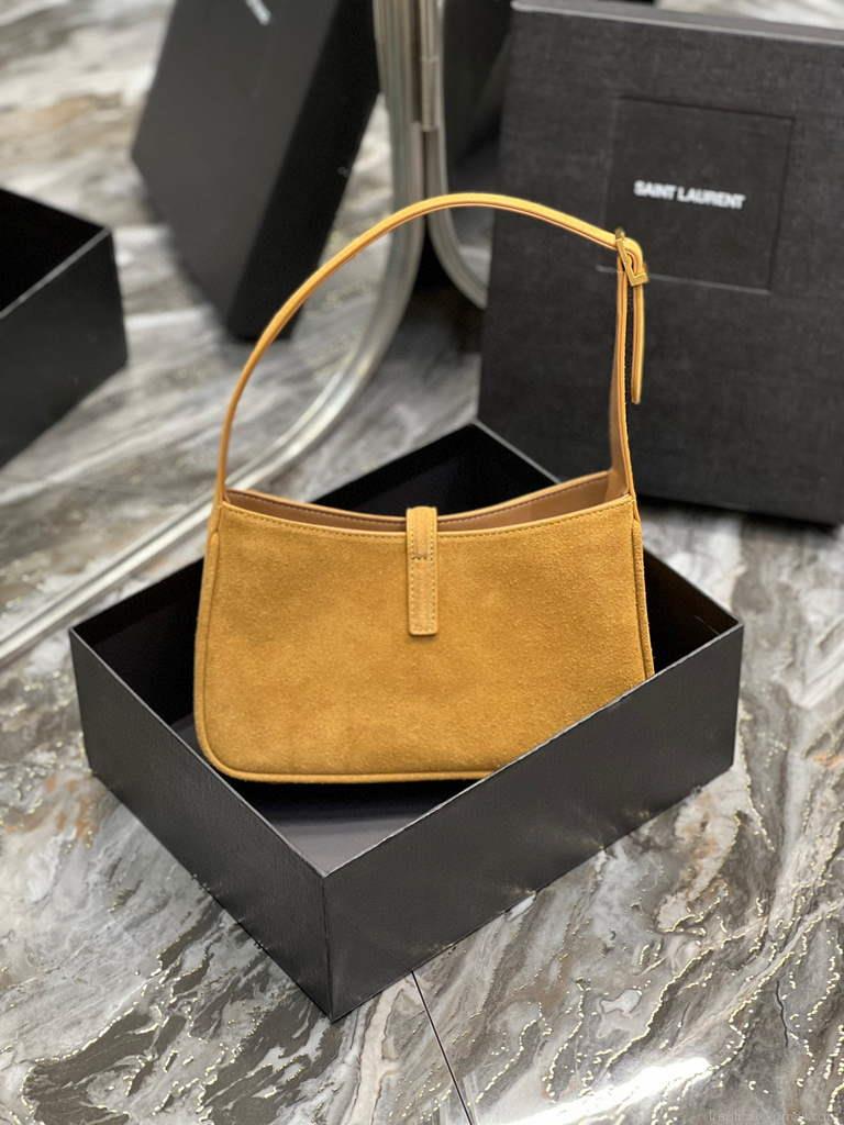 YSL LE5À7 657228 Hobo Bag In Sable Suede calfskin Apricot