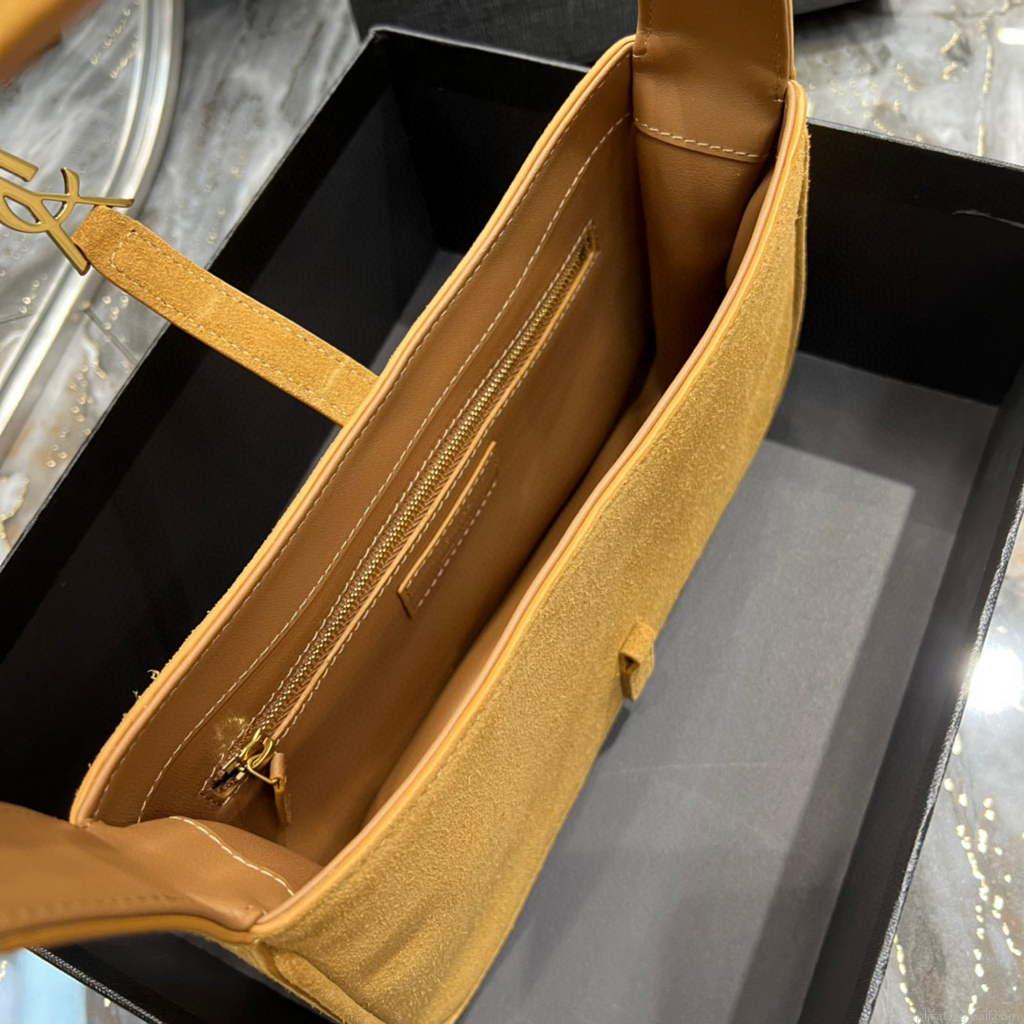 YSL LE5À7 657228 Hobo Bag In Sable Suede calfskin Apricot