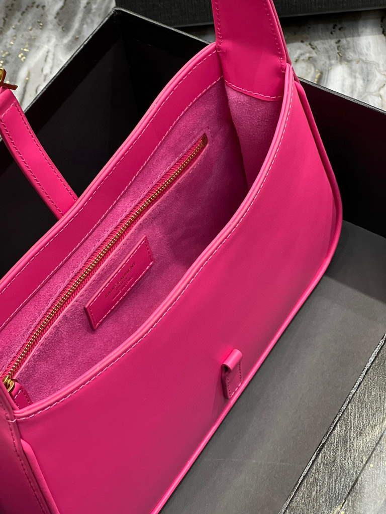 YSL LE5À7 657228 Hobo Bag In Smooth Leather Rose Red