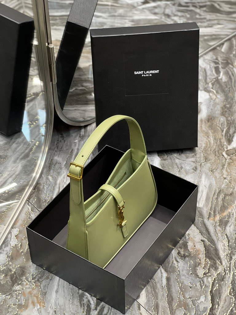 YSL LE5À7 657228 Hobo Bag In Smooth Leather Light Green