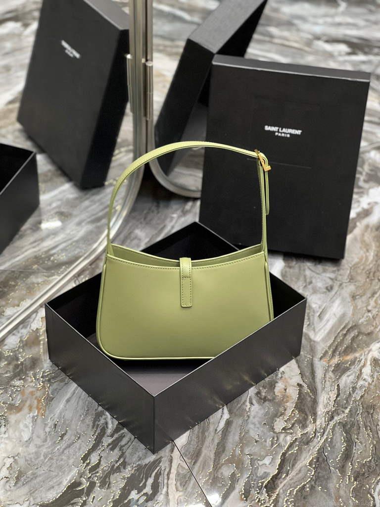 YSL LE5À7 657228 Hobo Bag In Smooth Leather Light Green