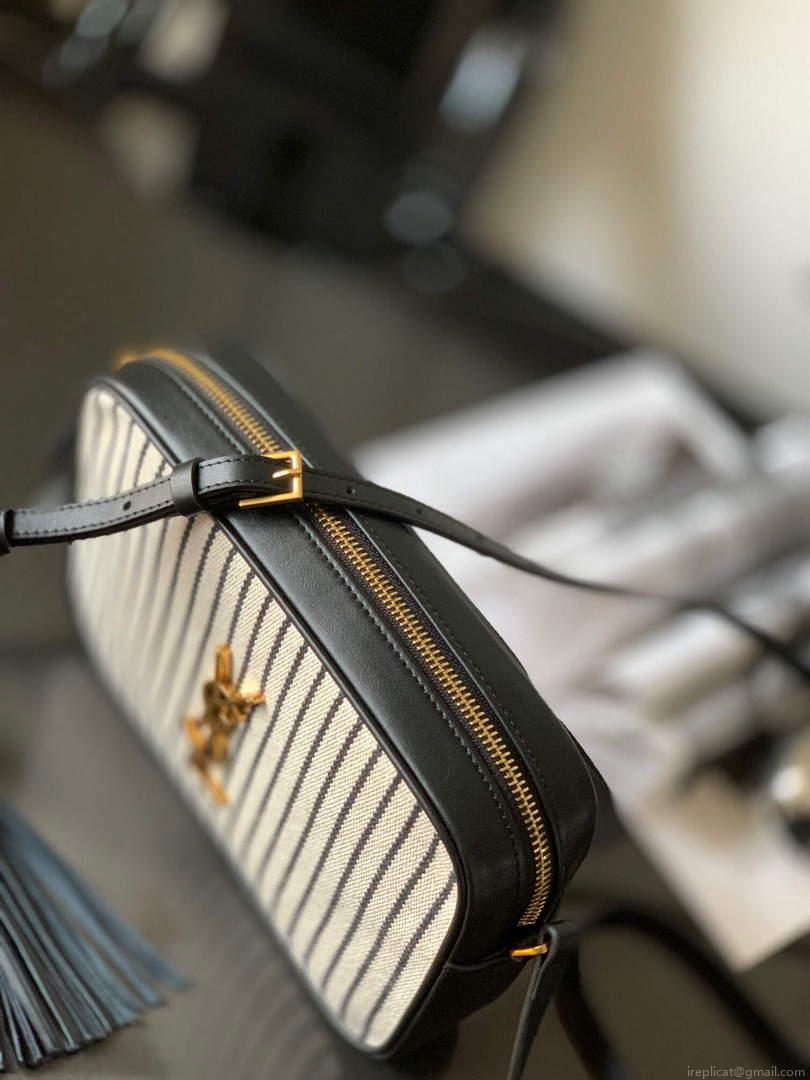 YSL 612542 Lou Camera Bag In Canvas And Smooth Leather