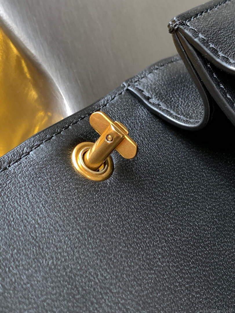 YSL 695503 Gaby Satchel In Quilted Lacquered Leather And Smooth Leather