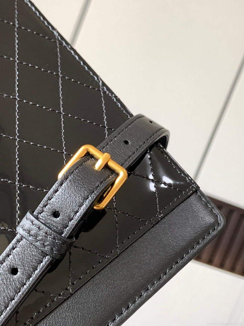 YSL 695724 Gaby Mini Satchel In Quilted Lacquered Leather black