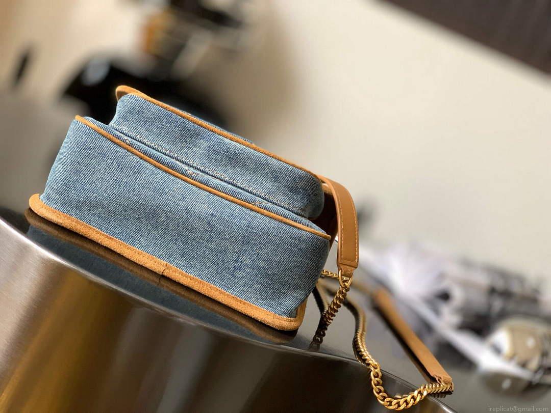 YSL 633151 Niki Baby Chain Bag Denim with leather