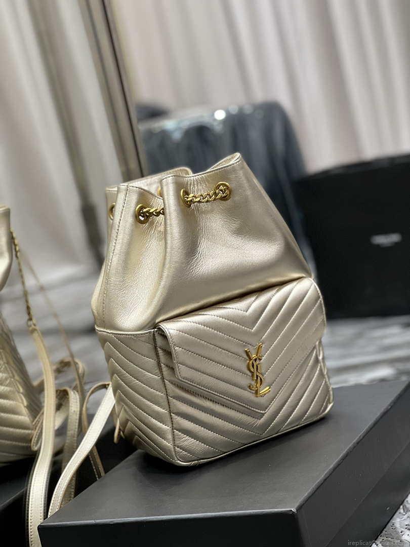 YSL 672609 Yves Saint Laurent Joe Backpack In Lambskin Gold
