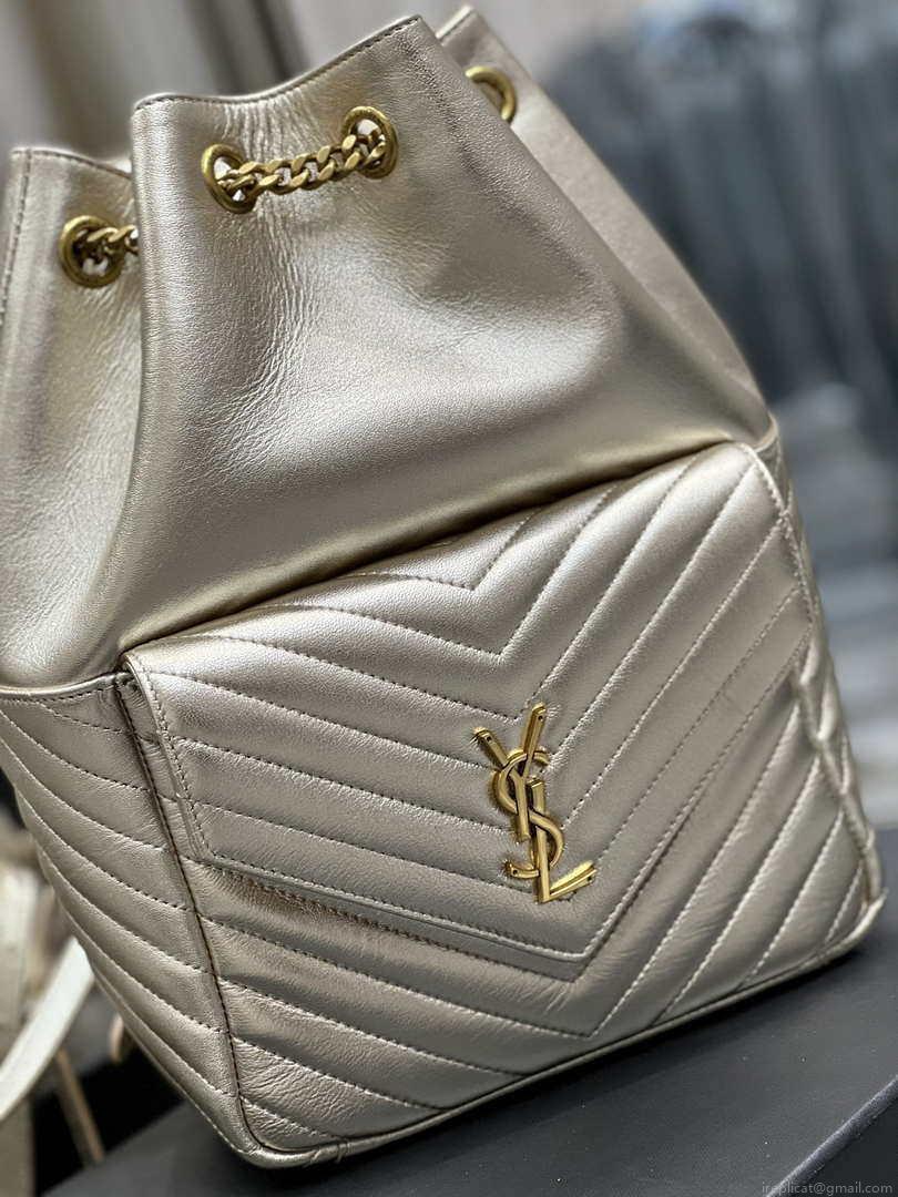 YSL 672609 Yves Saint Laurent Joe Backpack In Lambskin Gold