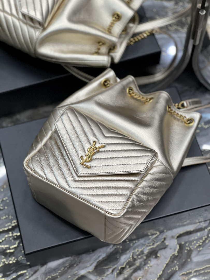 YSL 672609 Yves Saint Laurent Joe Backpack In Lambskin Gold