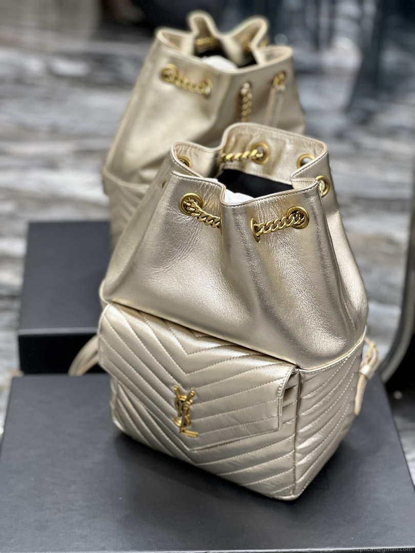 YSL 672609 Yves Saint Laurent Joe Backpack In Lambskin Gold
