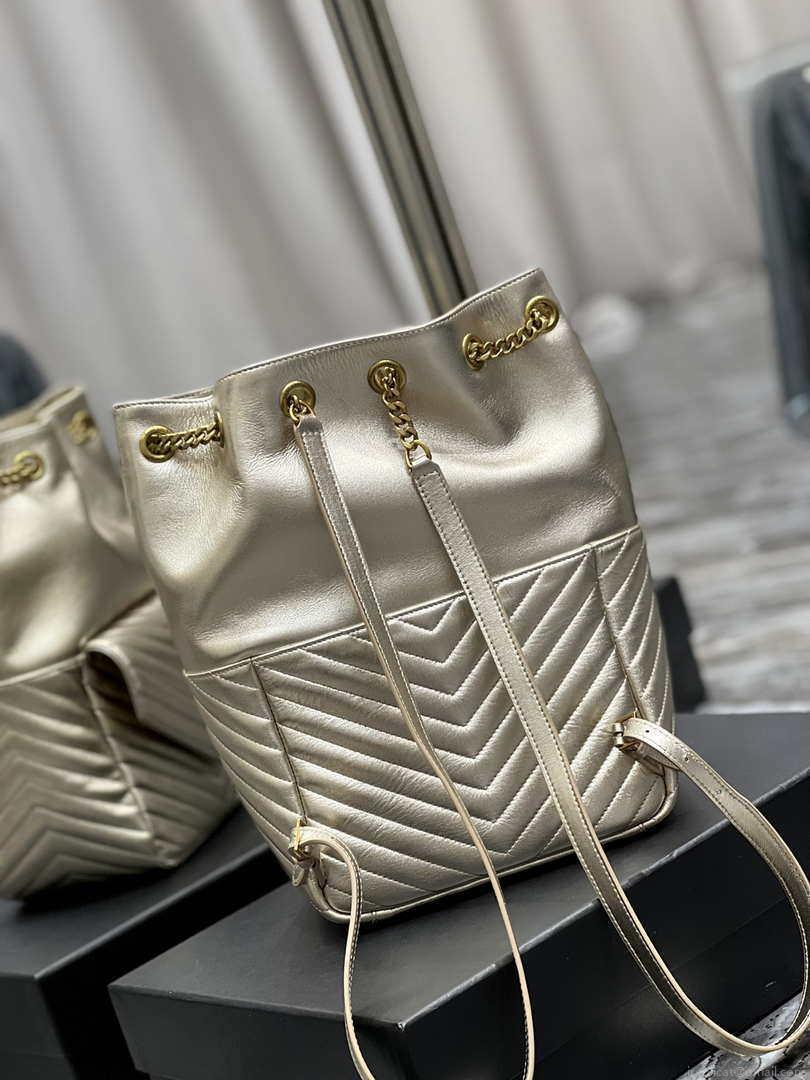 YSL 672609 Yves Saint Laurent Joe Backpack In Lambskin Gold