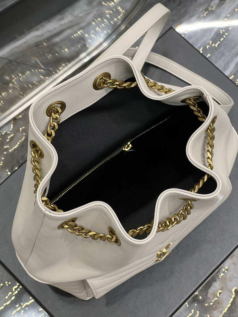 YSL 672609 Joe Backpack In Lambskin White