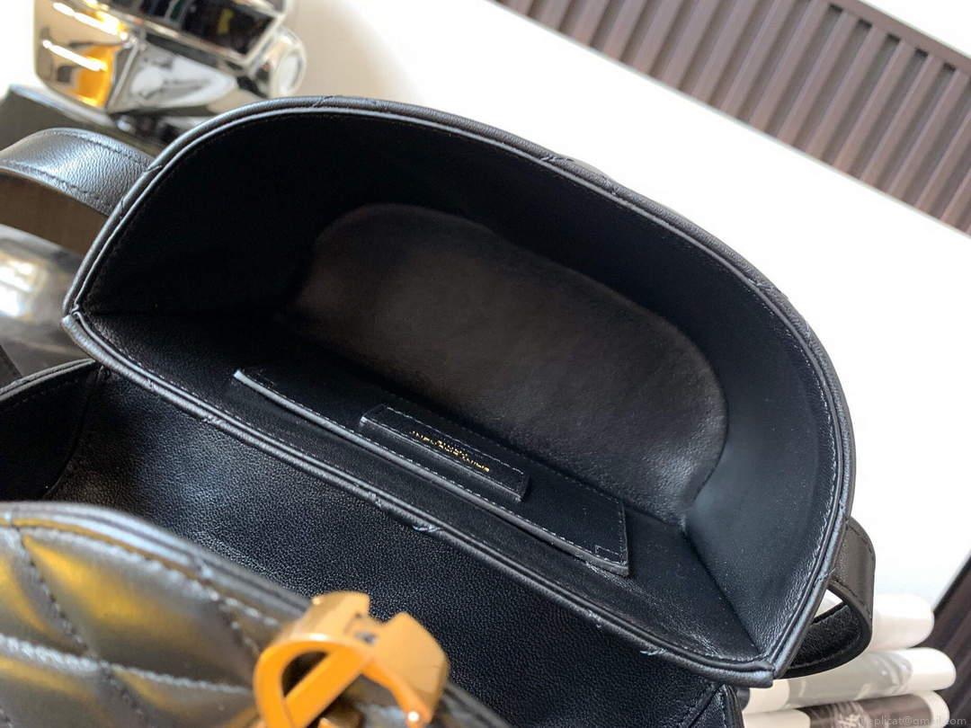 YSL 710080 June Box Bag In Quilted Patent Leather Black