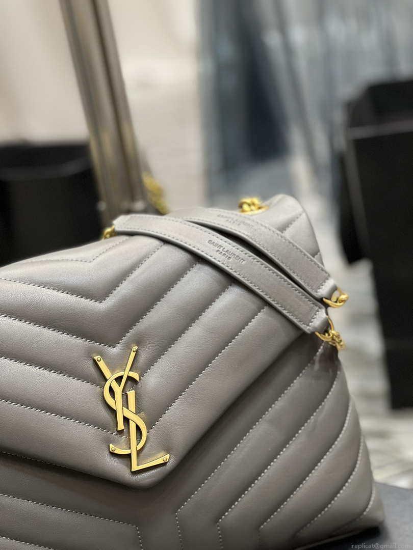 YSL 574946 Saint Laurent Loulou Medium Bag In Y-Quilted Leather Gray