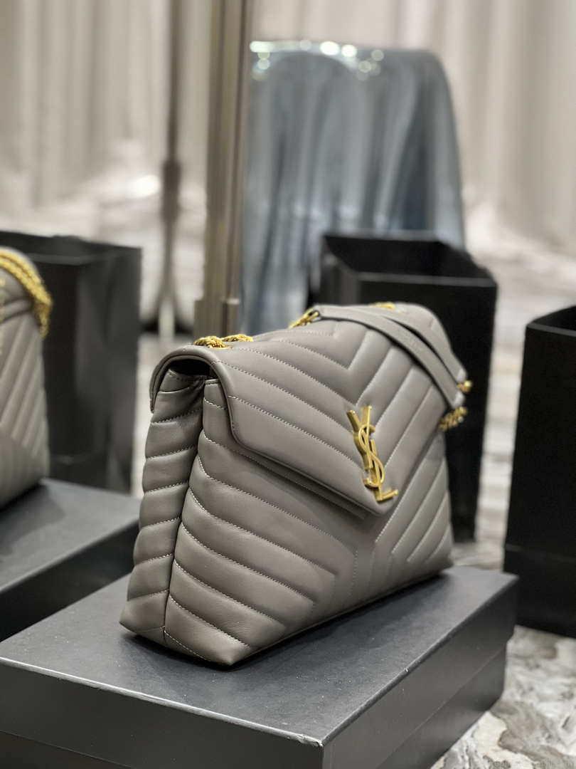 YSL 574946 Saint Laurent Loulou Medium Bag In Y-Quilted Leather Gray